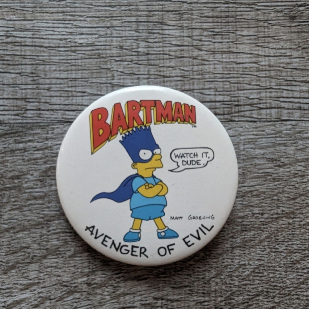 Vintage 1989 The Simpsons Bartman button